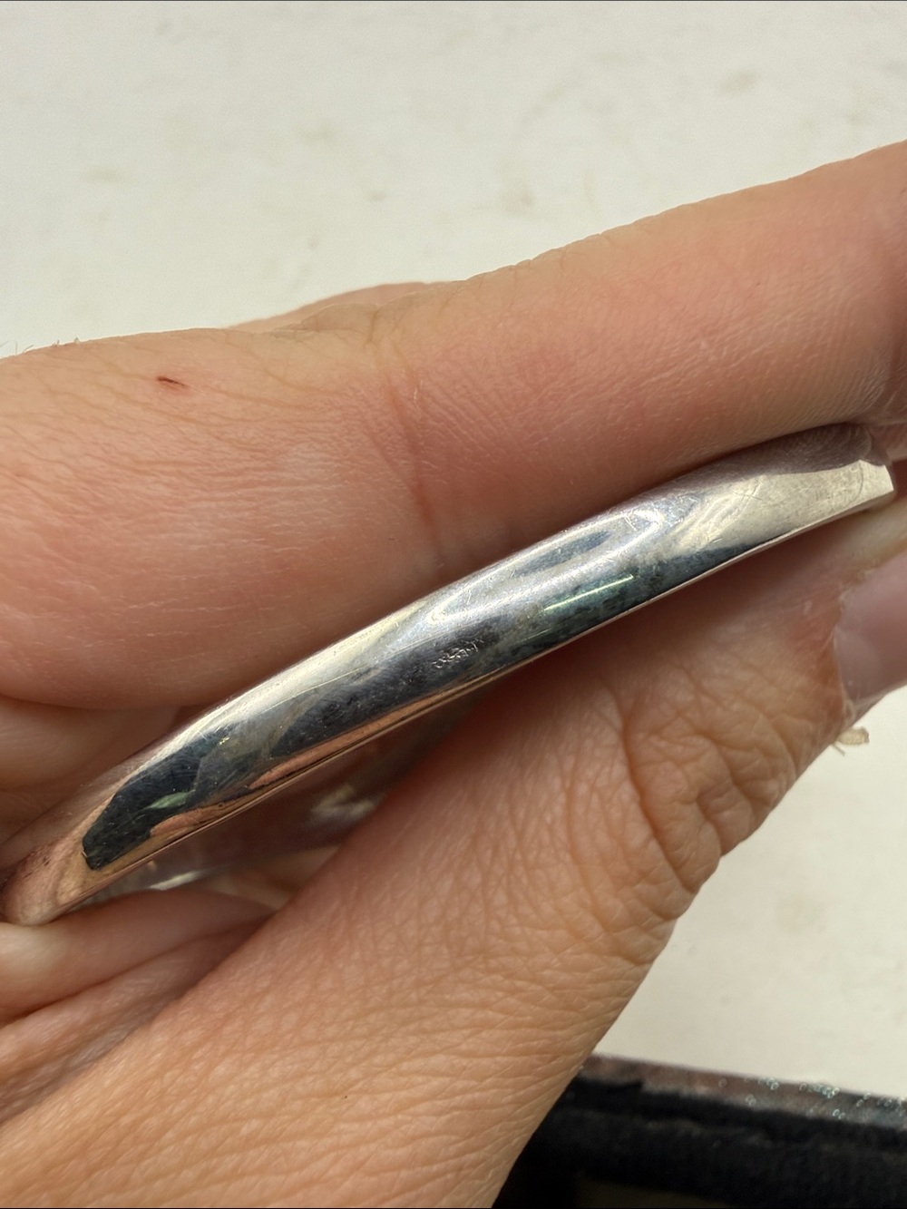 Vtg Silver 925 Hinged Bangle Bracelet Rainbow Opal Inlay Wavy Mexico Taxco? - Picture 12 of 16